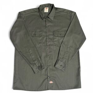 Dickies Men's Olive Button Down Shirt